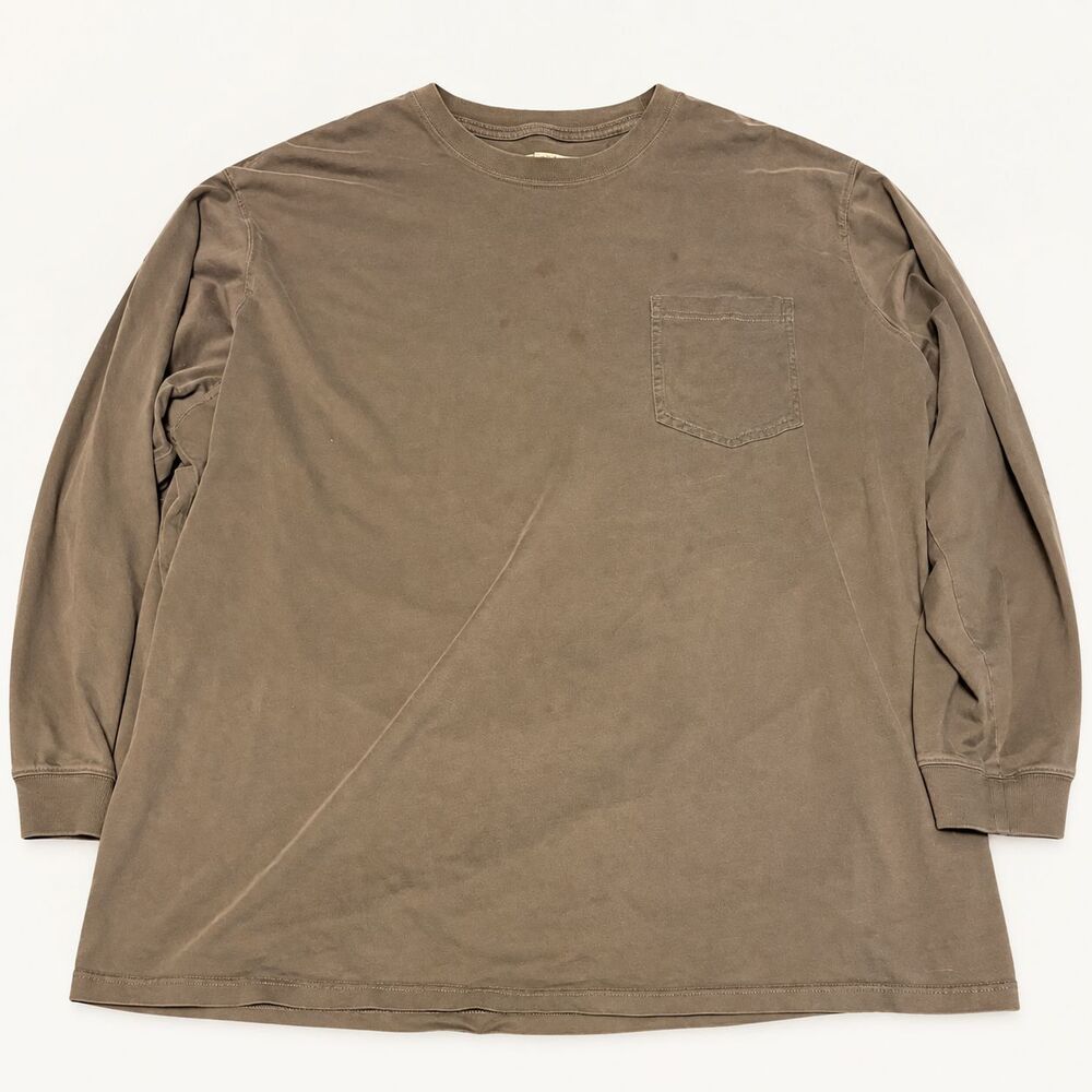 Duluth Trading Co Longtail T 4XL Brown Long Sleeve Pocket Shirt 100% Cotton
